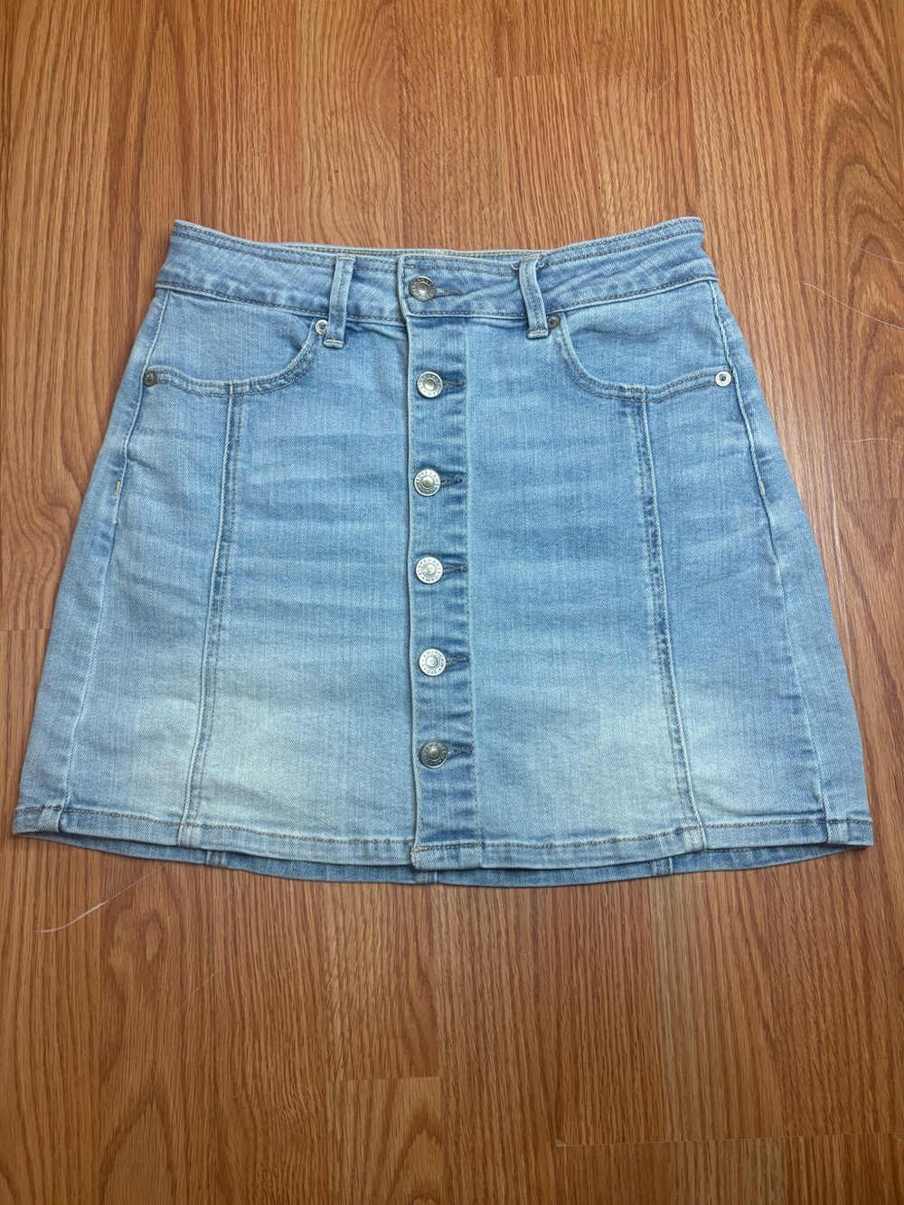 American Eagle Outfitters Light Blue Button-Front Denim Mini Skirt